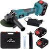 viemylu Smerigliatrice Angolare a Batteria 125mm, Motore Brushless 1580W, 2 Batterie 24V 3000mAh, 3 Velocità Regolabili 0-12000 giri/min, Kit Completo con Caricabatteria e Accessori - Taglio e Molatura