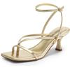 DREAM PAIRS Sandali Infradito Tacco Basso Donna | Tacco Basso 6.5 cm, Punta Quadrata Aperta, Infradito con Cavigliera Regolabile, Soletta Lattice 4mm per Matrimoni e Feste