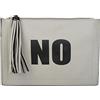 styleBREAKER Clutch donna stampa YES NO con nappa,Grigio/Nero | Pochette con zip, tracolla 133cm, cinturino 22cm, colori a contrasto e scomparto cellulare.