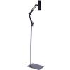 StarTech Supporto per tablet e smartphone - Base da pavimento - Rotazione a 360° - Acciaio al carbonio e silicone - Larghezza di serraggio: 12-18 cm - Altezza: 1,35 m - Colore: nero
