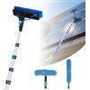 VEVOR Kit di Pulizia per Pannelli Fotovoltaici, 7,88 m, Spazzola con Asta Telescopica per Lavaggio di Pannelli Solari su Tetti e Finestre, con Attacco Acqua, Dispenser di Sapone, Testa Girevole a 180°