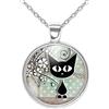 So Sweet Collana cabochon, collana illustrata Il gatto e l'albero, Regalo di Natale per idea regalo moglie - San Valentino- regalo di compleanno - argento antico (ref.50a).