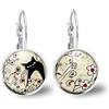 So Sweet Orecchini cabochon il gatto del paese - Regalo di Natale per idea regalo moglie - San Valentino-regalo di compleanno - argento antico (ref.32a).