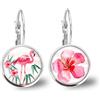 So Sweet Orecchini cabochon il fenicottero - Regalo di Natale per idea regalo moglie - San Valentino-regalo di compleanno - argento antico (ref.6a).