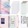 Hnogri Raccoglitore per bilancio con buste con cerniera, formato A6, per risparmiare denaro, per budget, in pelle PU, organizer per banconote, portafoglio floreale da donna.