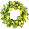 YNYLCHMX Ghirlanda primaverile estiva da 45,7 cm per porta d'ingresso, ghirlanda floreale artificiale di limone con foglie di eucalipto verde, ghirlanda di fogliame verde per parete finestra fattoria