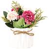 SUPNIU Bouquet di ortensie artificiali con vaso in ceramica, varietà di fiori finti in seta, decorazione per tavolo, casa, festa, ufficio, matrimonio (bianco)