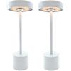 Lumisky Set di 2 lampade da tavolo wireless touch in alluminio bianco opaco LED ROBY WHITE H30cm