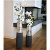 GILDE Vaso decorativo da pavimento Newtown - Vaso in ceramica - grigio opaco - argento lucido - vaso grande altezza 50 cm - larghezza 15 cm