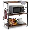 Relaxdays Carrello Cucina, 3 Ripiani, 6 Ganci a S, HxLxP: 89x80x40 cm, MDF/Acciaio, Stile
