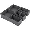 Sekey Organizer per cassetti, scatola porta oggetti per cassettiera Kullen, sistema di organizzazione in tessuto per vestiti, biancheria intima e calzini - Set da 6, pieghevole, Grigio scuro