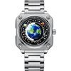 JewelryWe Orologi da uomo in acciaio inox, quadrati: 30 m, impermeabile, analogico, al quarzo, orologio da polso da uomo, cinturino in acciaio inox, orologio con luna, Venere, terra, cielo stellato,