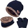 TMEOG Cappello Bambini Invernale Berretto Guanti Sciarpa Bambino Scaldacollo Termico Cappello a Maglia Beanie Foderato in Pile Guanti Touchscreen per Ragazzi Ragazze 5-10 Anni