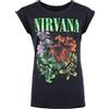 Nirvana Flowers Smiley Cyrstals Donna T-Shirt Blu Navy 100% Cotone Regular