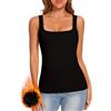 LEYSHE Maglia Termica Donna Collo Quadrato Intimo Invernale, Canotta Sottogiacca Lupetto, Nero, S
