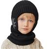 Cheerful Mario Cherrful Mario 3-8 Anni Bimbo Invernale Cappello e Sciarpa Set Bambini e ragazzi Maglia Berretto con Paraorecchie Scaldacollo Bambino Nero