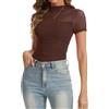 SHAPERIN Donna Body Manica Corta Collo Alto Bodys a Rete Trasparente Arricciato Body Maglietta Elegante per Uscire Feste Club
