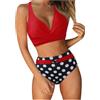 Generico Bikini Vita Alta Donna con Spallacci Sottili Coppe Rimovibili, Stampa Fantasia Moderna Seducente, Tessuto Elastico Confortevole, Adatto per Piscina, Spiaggia e Vacanze Brevi Estive