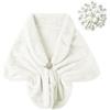 WAZHAKU Sciarpa da donna in pelliccia sintetica anni '20, per matrimoni, spose, matrimoni, in pelliccia sintetica, R bianco., M
