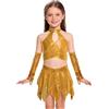 Nyeemya Ragazze Hip Hop Outfit Abito da Pattinaggio Artistico Crop Top Corto Reggiseno Danza del Ventre Gonna Danza Classica e Gaunti Abito da Ballo Latino