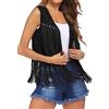 Qianderer Gilet da donna senza maniche in finta pelle scamosciata con frange giacca anni '70 hippie costume boho western cappotto