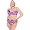 Ulla Popken Bikini Tina, Glitzerprint, Blumenbrosche Set Bikini Donna (Pacco da 1)