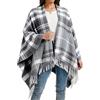 Rayson Poncho Donna Invernale Elegante Sciarpa alla Moda in Tartan con Motivo a Quadri Scialli e Pashmine Invernali Spessi Caldi e Morbidi(Grigio)