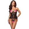 Abierta Fina Delicate Lace & Elegant Wetlook Revealing Set 2251558 Black XL