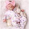 RUNGQIANY Bambola Realistica Neonata Addormentata Occhi Chiusi 20 Pollici Bambole Reborn 50cm, Silicone Testa Arti Corpo Cotone Pesato, Giocattolo Dormiente Regalo Bambine 3+ Collezionisti