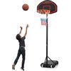 COSTWAY Canestro da Basket Bambini da Esterno ed Interno 155-210 cm | Canestro Basket con 5 Altezze Regolabile, Rete Durevole, Tabellone Infrangibile e Base Riempibile, da Gairdino e Cortile