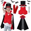 ZoneYan Costume da Mago per Bambini di Halloween, Costume Unisex per Bambini di Harry Potter, Set di Costumi da Mago, Inclusi Gilet, Mantello, Cappello Magico, Guanti, Bacchetta Magica