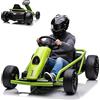GarveeHome Go Kart Elettrico per Bambini 24V 2x300W Motori Potenti - Drift Kart fino a 8 km/h -Veicolo Giocattolo Esterno per 8-12 Anni - Musica e Avviamento Graduale - Colore Verde