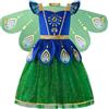 ReliBeauty Costume da Pavone per Ragazze con Ali di Piume Vestito da Bambina