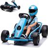 GarveeHome Go Kart Elettrico per Bambini 24V 2x300W - Drift Kart fino a 8 km/h - Veicolo Giocattolo Esterno Sicuro per 8-12 Anni - Musica e Avviamento Morbido -Colore Blu