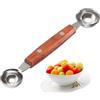 Westmark Doppio scavino a sfera Woody - Piccolo scavino per melone, kiwi, altra frutta e verdura e per gelato, crema di formaggio o burro - Acciaio inossidabile, legno