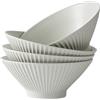 Jiwoo Set di 4 ciotole per ramen da 1100 ml, in porcellana Bone China, diametro 20 cm, piatti fondi