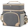 FYting Borsa Termica Porta Pranzo,16L Borsa Porta Pranzo Frigo,2 Strati di Scomparti di Conservazione, Isolamento/Conservazione, per Frutta, Bevande, Il Pranzo, Ombrelli, per Picnic (Grigio)