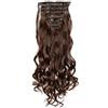 XFSRG Extension Capelli a Clip Ondulate Lunghe in Extension Clip Estensioni di Posticci Capelli per Donna Effetto Naturale Volume e Lunghezza (Marrone Scuro)