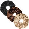 Specora Scrunchie Classic Velvet Tri-Color Classy, confezione da 3 pezzi, 14 cm, nero, marrone e beige, morbidi, voluminosi e delicati sui capelli
