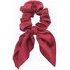 Blausky 2 elastici per capelli con fiocco, orecchie di coniglio, coniglio, orecchio, fascia per capelli, in raso, per donne e donne, rosso vinaccia