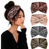 Psxixjsm 4 fasce per capelli da donna, larghe fasce elastiche e eleganti foulard in stile bohémien, versatili, adatte per lo yoga (marrone, rosa, grigio, verde)