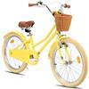 KEANO Bicicletta per bambini Marigold da 20 pollici per bambine dai 6 ai 9 anni, bicicletta per bambine da 20 pollici con cavalletto e cestino, giallo