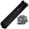 GMZQSN 36 raggi in acciaio 14G J-Bend - 135-305 mm con nippli per riparazione ruote bici (nero) (J-Bend 301 mm)