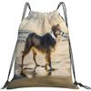YOFIEN Zaino con coulisse e tracolla resistente all'acqua per cani Border Collie Sea Sky, per donne e uomini, per sport e palestra