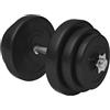 Physionics® Manubrio con Pesi - 20 kg, 6 Dischi da Palestra Rivestiti in Plastica, Ø 25 mm, Barra di Acciaio, 2 Fermadischi - Dumbbell, Pesi Fitness, Palestra, Body Building