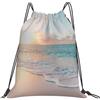 YOFIEN Bellissimo zaino con coulisse e tracolla, resistente all'acqua, per spiaggia, tramonto giallo, per donne e uomini, per sport e palestra