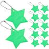 Healeved Ciondolo Riflettente Portachiavi Riflettente per Zaino, Stella a Cinque Punte in PVC, Verde Chiaro, Alta visibilità e Fosforescente, per Borsa Scuola e Ciclismo