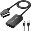 Fascetta Adattatore SCART a HDMI con cavi HDMI, Full HD 720P/1080P con cavo USB per TV HD, monitor, proiettore, lettore DVD, VHS, decoder, PS2, PS3, Wii, Xbox, Plug and Play
