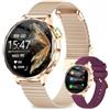 Efolen Smartwatch da donna, 1,27 pollici, HD, rotondo, con chiamate, 2 cinturini