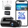 Range Tour Telecamera frontale WiFi 3K per auto, con kit Hardwire a 3 core, per 72 ore di parcheggio, display da 0,96 pollici, registratore di guida, controllo APP, HDR 2.0, registrazione in loop,